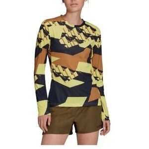 ADIDAS TERREX PRIMEBLUE TRAIL GRAPHIC TEE WOMENS SZ SMALL YELLOW MULTI COLOR